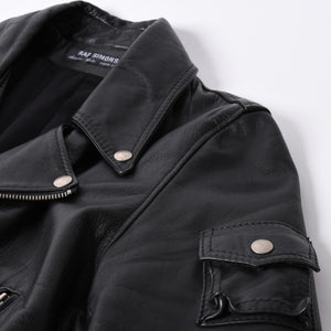 極美品 RAF SIMONS ラフシモンズ 98-99AW レザーライダースコート 超希少品 ブラック サイズ50 中古 4a001383