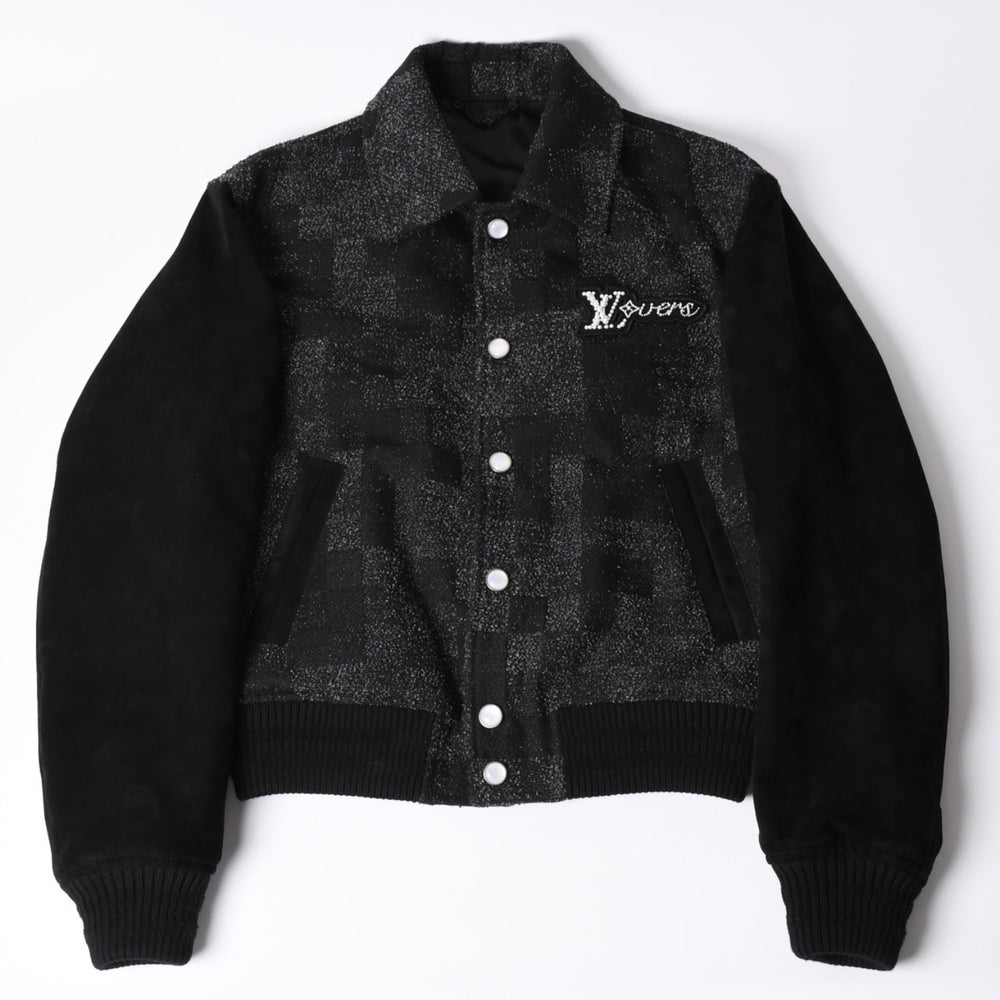 新品同様品 LOUIS VUITTON ルイヴィトン ミックスレザー バーシティブルゾン ジャケット サイズ46 1AHBUU コットン ゴートスキン 中古 4a002119