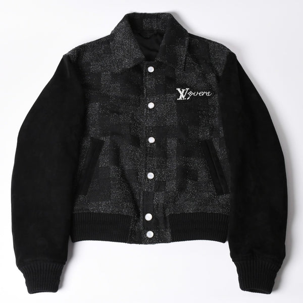 新品同様品 LOUIS VUITTON ルイヴィトン ミックスレザー バーシティブルゾン ジャケット サイズ46 1AHBUU コットン ゴートスキン 中古 4a002119