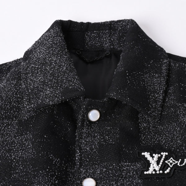 新品同様品 LOUIS VUITTON ルイヴィトン ミックスレザー バーシティブルゾン ジャケット サイズ46 1AHBUU コットン ゴートスキン 中古 4a002119