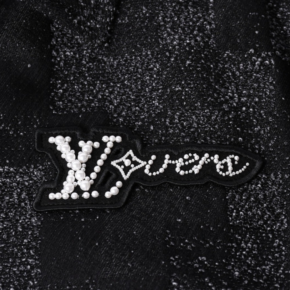新品同様品 LOUIS VUITTON ルイヴィトン ミックスレザー バーシティブルゾン ジャケット サイズ46 1AHBUU コットン ゴートスキン 中古 4a002119