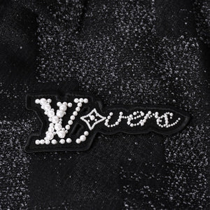 新品同様品 LOUIS VUITTON ルイヴィトン ミックスレザー バーシティブルゾン ジャケット サイズ46 1AHBUU コットン ゴートスキン 中古 4a002119
