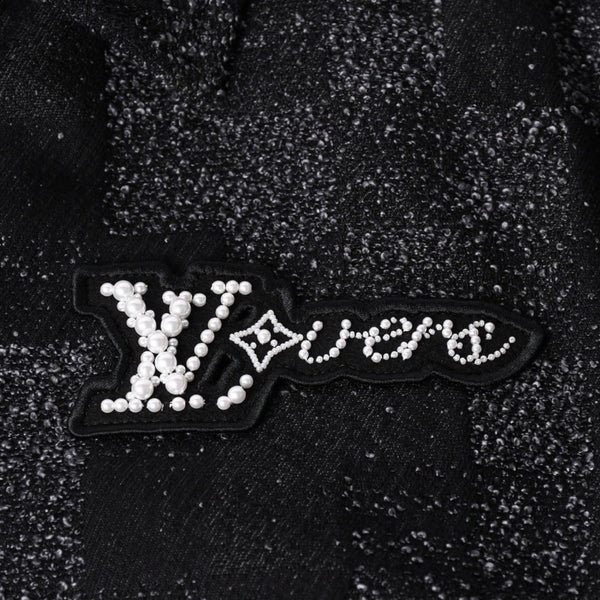 新品同様品 LOUIS VUITTON ルイヴィトン ミックスレザー バーシティブルゾン ジャケット サイズ46 1AHBUU コットン ゴートスキン 中古 4a002119