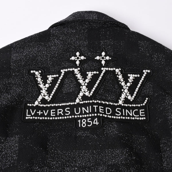 新品同様品 LOUIS VUITTON ルイヴィトン ミックスレザー バーシティブルゾン ジャケット サイズ46 1AHBUU コットン ゴートスキン 中古 4a002119
