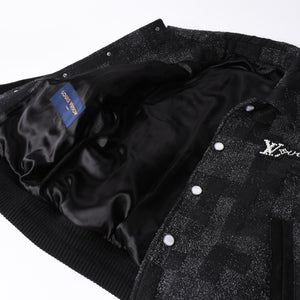 新品同様品 LOUIS VUITTON ルイヴィトン ミックスレザー バーシティブルゾン ジャケット サイズ46 1AHBUU コットン ゴートスキン 中古 4a002119