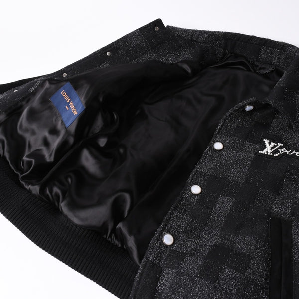 新品同様品 LOUIS VUITTON ルイヴィトン ミックスレザー バーシティブルゾン ジャケット サイズ46 1AHBUU コットン ゴートスキン 中古 4a002119