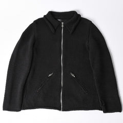 Very Good Condition CHROME HEARTS Dagger Zip Heavy Gauge Knit Jacket Black Cashmere Silver Hardware Dagger Cross Patch Triple Cross Used 4a001956