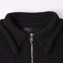 画像をギャラリービューアに読み込む, 極美品 CHROME HEARTS クロムハーツ ダガージップヘビーゲージニットジャケット ブラック カシミヤ シルバー金具 ダガー クロスパッチ トリプルクロス 中古 4a001956