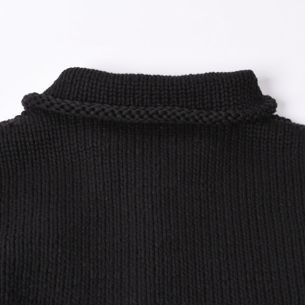 Very Good Condition CHROME HEARTS Dagger Zip Heavy Gauge Knit Jacket Black Cashmere Silver Hardware Dagger Cross Patch Triple Cross Used 4a001956