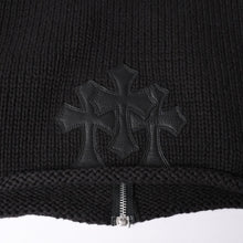画像をギャラリービューアに読み込む, 極美品 CHROME HEARTS クロムハーツ ダガージップヘビーゲージニットジャケット ブラック カシミヤ シルバー金具 ダガー クロスパッチ トリプルクロス 中古 4a001956