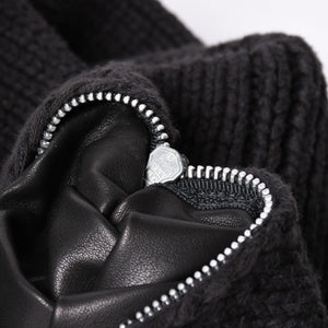 Very Good Condition CHROME HEARTS Dagger Zip Heavy Gauge Knit Jacket Black Cashmere Silver Hardware Dagger Cross Patch Triple Cross Used 4a001956