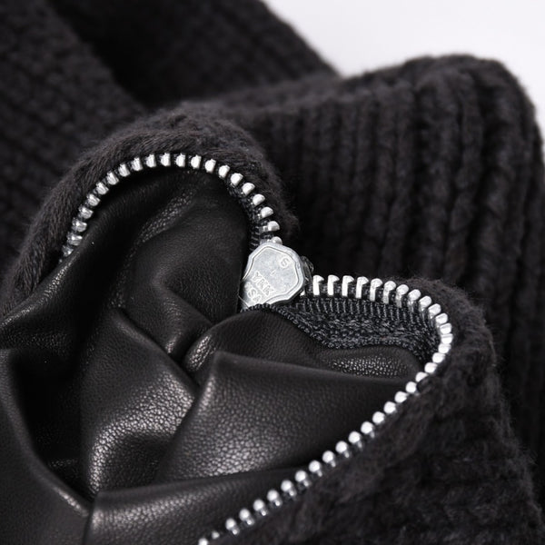 Very Good Condition CHROME HEARTS Dagger Zip Heavy Gauge Knit Jacket Black Cashmere Silver Hardware Dagger Cross Patch Triple Cross Used 4a001956