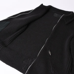 Very Good Condition CHROME HEARTS Dagger Zip Heavy Gauge Knit Jacket Black Cashmere Silver Hardware Dagger Cross Patch Triple Cross Used 4a001956