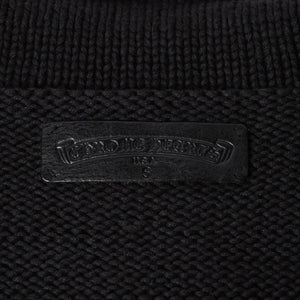Very Good Condition CHROME HEARTS Dagger Zip Heavy Gauge Knit Jacket Black Cashmere Silver Hardware Dagger Cross Patch Triple Cross Used 4a001956