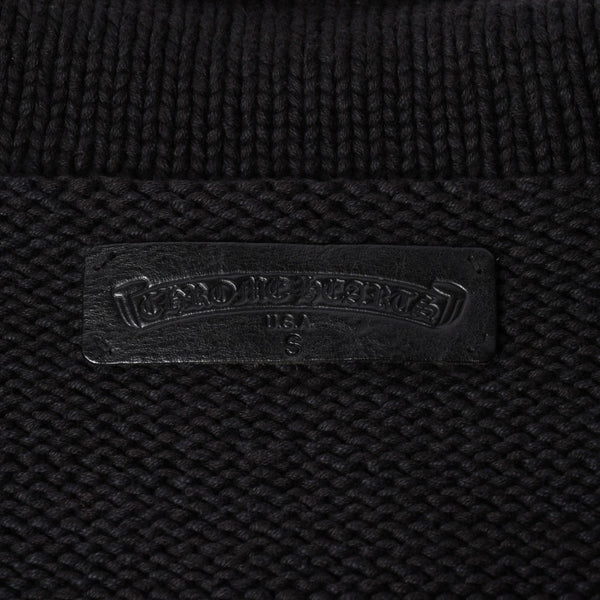 Very Good Condition CHROME HEARTS Dagger Zip Heavy Gauge Knit Jacket Black Cashmere Silver Hardware Dagger Cross Patch Triple Cross Used 4a001956