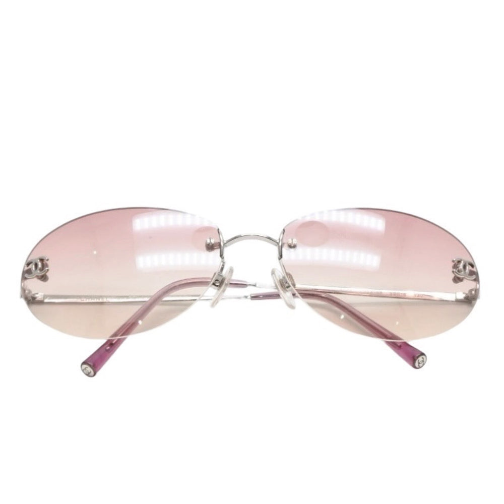 極美品 CHANEL シャネル リムレス サングラス アイウェア 4013 c.124/58 サイズ59□16 130 ココマーク ピンク グラデーション 中古 4a001368