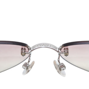 Very good condition CHANEL rimless sunglasses eyewear 4013 c.124/58 size 59□16 130 here mark pink gradation used 4a001368
