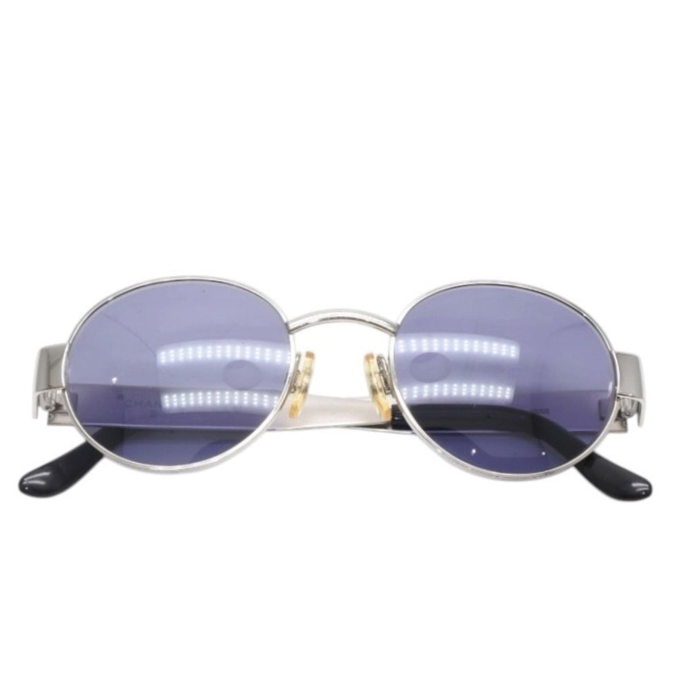 CHANEL Metal Frame Sunglasses Silver Frame Blue Gray Lens 45002 Good Condition Used 4a001386
