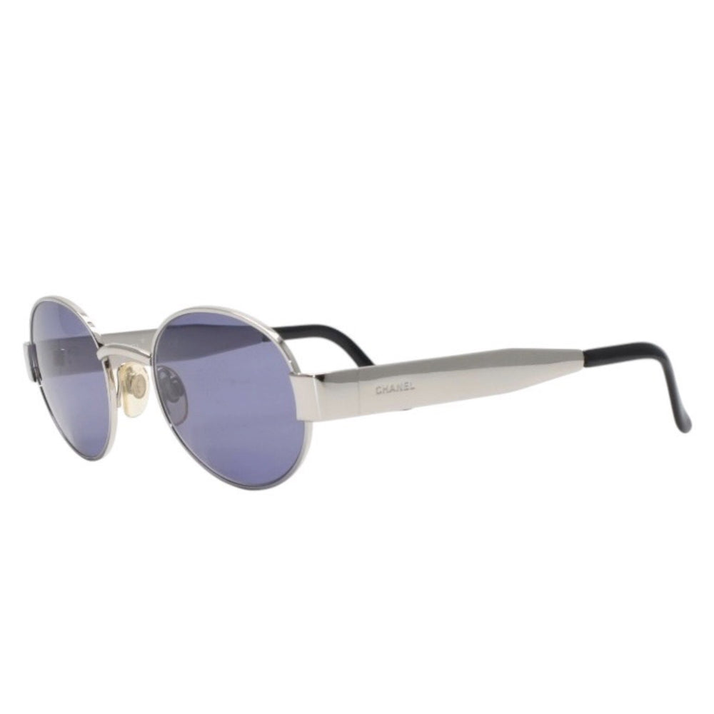 CHANEL Metal Frame Sunglasses Silver Frame Blue Gray Lens 45002 Good Condition Used 4a001386