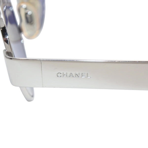 CHANEL Metal Frame Sunglasses Silver Frame Blue Gray Lens 45002 Good Condition Used 4a001386