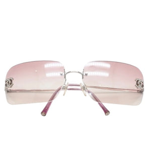 CHANEL rimless sunglasses with Coco Mark rhinestones and pink lenses, model number 4017-D 62◻17 120 Excellent condition Used 4a001384