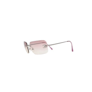 CHANEL rimless sunglasses with Coco Mark rhinestones and pink lenses, model number 4017-D 62◻17 120 Excellent condition Used 4a001384