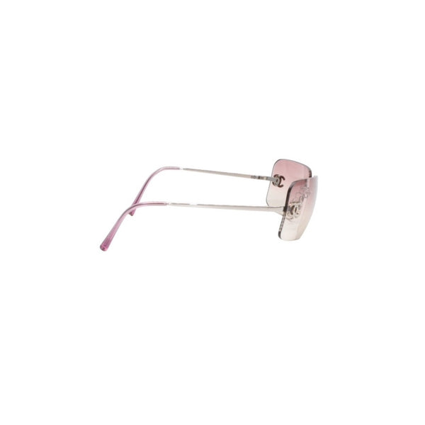 CHANEL rimless sunglasses with Coco Mark rhinestones and pink lenses, model number 4017-D 62◻17 120 Excellent condition Used 4a001384