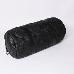 Very Good Condition CHROME HEARTS DUFFLE SML Boston Bag Small Cemetery Cross Black Patch Cross Ball Chain Used 4a001394