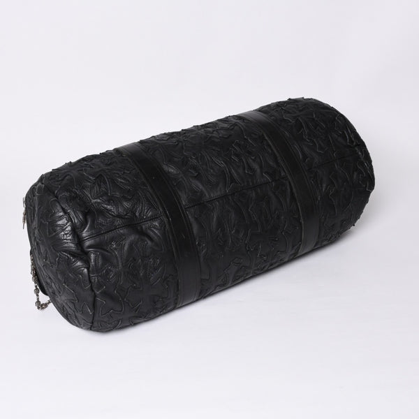 Very Good Condition CHROME HEARTS DUFFLE SML Boston Bag Small Cemetery Cross Black Patch Cross Ball Chain Used 4a001394
