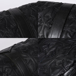 Very Good Condition CHROME HEARTS DUFFLE SML Boston Bag Small Cemetery Cross Black Patch Cross Ball Chain Used 4a001394