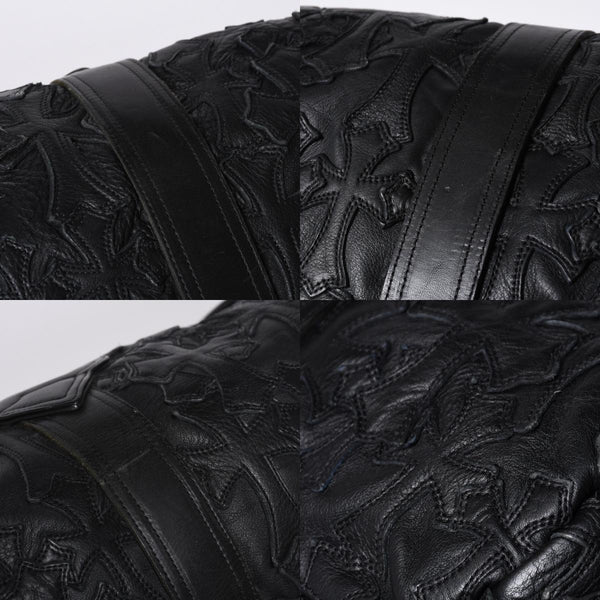 Very Good Condition CHROME HEARTS DUFFLE SML Boston Bag Small Cemetery Cross Black Patch Cross Ball Chain Used 4a001394