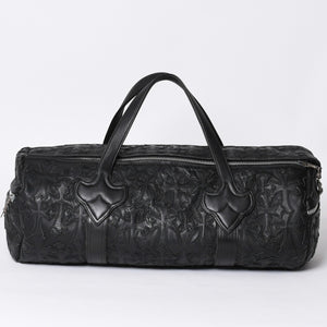 Very Good Condition CHROME HEARTS DUFFLE SML Boston Bag Small Cemetery Cross Black Patch Cross Ball Chain Used 4a001394
