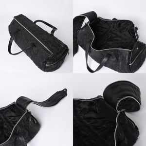 Very Good Condition CHROME HEARTS DUFFLE SML Boston Bag Small Cemetery Cross Black Patch Cross Ball Chain Used 4a001394