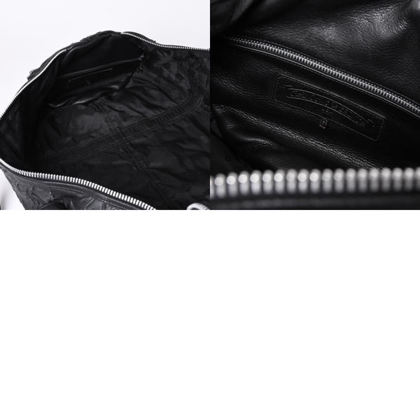 Very Good Condition CHROME HEARTS DUFFLE SML Boston Bag Small Cemetery Cross Black Patch Cross Ball Chain Used 4a001394