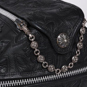 Very Good Condition CHROME HEARTS DUFFLE SML Boston Bag Small Cemetery Cross Black Patch Cross Ball Chain Used 4a001394