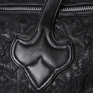 Very Good Condition CHROME HEARTS DUFFLE SML Boston Bag Small Cemetery Cross Black Patch Cross Ball Chain Used 4a001394