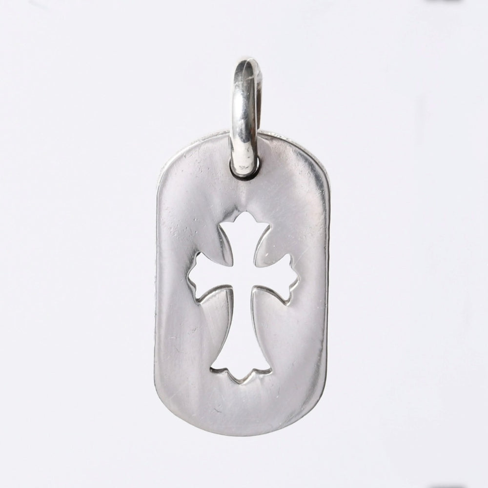 CHROME HEARTS D TAG SML CO CRS Cutout Cross Dog Tag Small Pendant Top Weight Approx. 10.0g Good Condition Used 4a001400