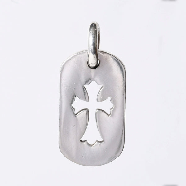 CHROME HEARTS D TAG SML CO CRS Cutout Cross Dog Tag Small Pendant Top Weight Approx. 10.0g Good Condition Used 4a001400