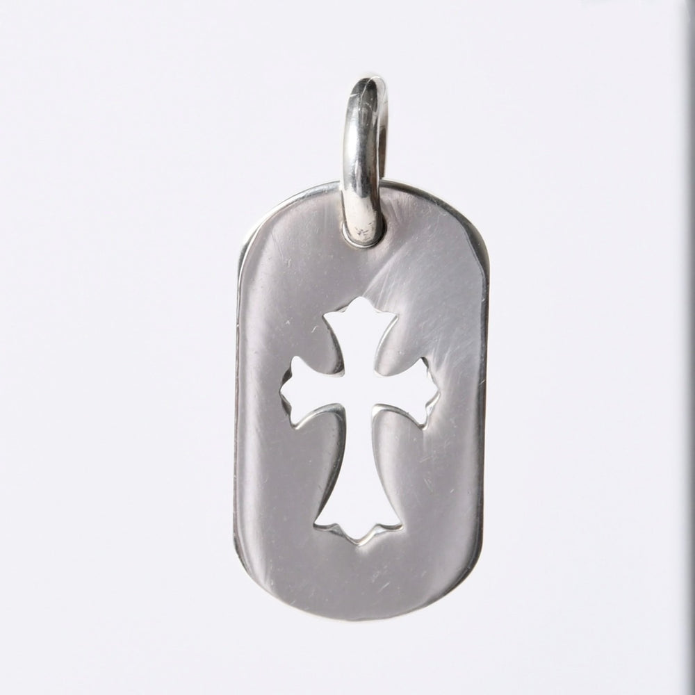CHROME HEARTS D TAG SML CO CRS Cutout Cross Dog Tag Small Pendant Top Weight Approx. 10.0g Good Condition Used 4a001400