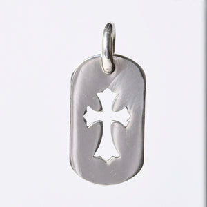 CHROME HEARTS D TAG SML CO CRS Cutout Cross Dog Tag Small Pendant Top Weight Approx. 10.0g Good Condition Used 4a001400