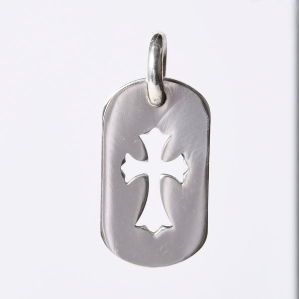 CHROME HEARTS D TAG SML CO CRS Cutout Cross Dog Tag Small Pendant Top Weight Approx. 10.0g Good Condition Used 4a001400