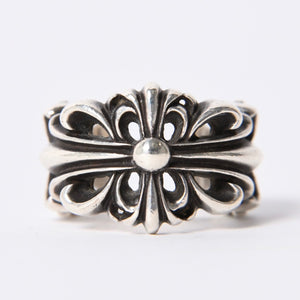 CHROME HEARTS Double Floral Cross Ring Ring Size 15 Weight Approx. 16.2g Silver 925 Good Condition Used 4a001405