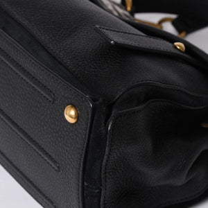 極美品 YVES SAINT LAURENT イヴ サンローラン ミューズトゥ 2WAY ハンドバッグ ブラック レオパード レザー ハラコ ゴールド金具 中古 4a001104