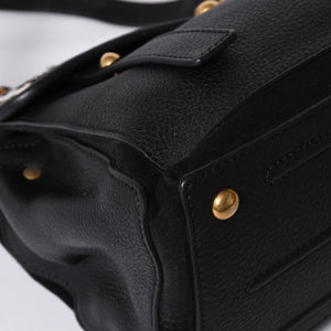 極美品 YVES SAINT LAURENT イヴ サンローラン ミューズトゥ 2WAY ハンドバッグ ブラック レオパード レザー ハラコ ゴールド金具 中古 4a001104