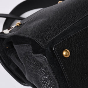 極美品 YVES SAINT LAURENT イヴ サンローラン ミューズトゥ 2WAY ハンドバッグ ブラック レオパード レザー ハラコ ゴールド金具 中古 4a001104