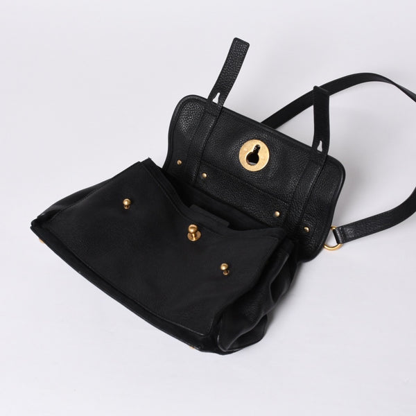 極美品 YVES SAINT LAURENT イヴ サンローラン ミューズトゥ 2WAY ハンドバッグ ブラック レオパード レザー ハラコ ゴールド金具 中古 4a001104