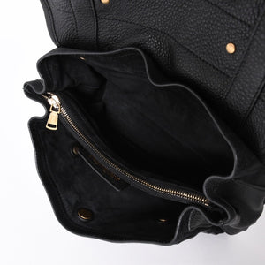 極美品 YVES SAINT LAURENT イヴ サンローラン ミューズトゥ 2WAY ハンドバッグ ブラック レオパード レザー ハラコ ゴールド金具 中古 4a001104