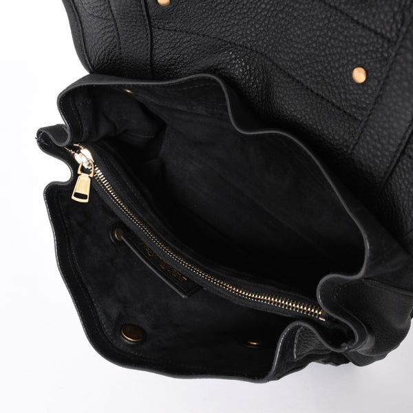 極美品 YVES SAINT LAURENT イヴ サンローラン ミューズトゥ 2WAY ハンドバッグ ブラック レオパード レザー ハラコ ゴールド金具 中古 4a001104