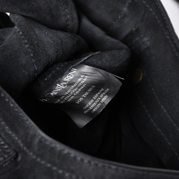 極美品 YVES SAINT LAURENT イヴ サンローラン ミューズトゥ 2WAY ハンドバッグ ブラック レオパード レザー ハラコ ゴールド金具 中古 4a001104