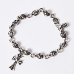 Very good condition CHROME HEARTS Cross ball bracelet with charm CH cross 12 pieces Weight approx. 54.4g Silver 925 Used 4a001486